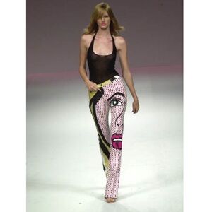 Vintage ICEBERG s/s 2001 Denim Limited Edition Pop Art Face Print Pants